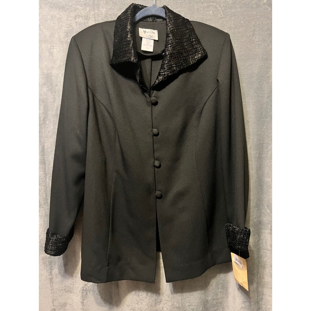 Vintage Black Jacket 18 NWT Ruched Satin Collar Cuffs Formal Evening Plus Size